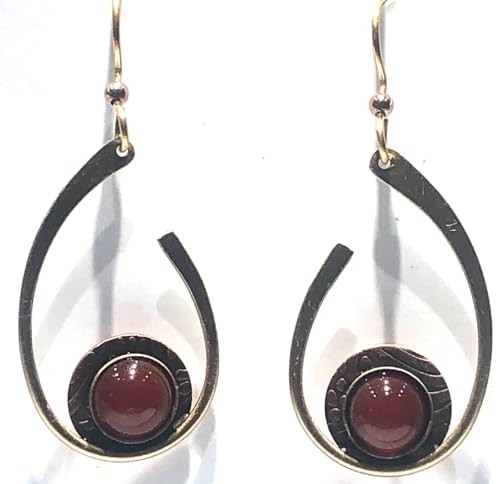 Silver Forest Contemporary Open Curl with Carnelian Stone Pierced Earrings NE-2313 thumbnail