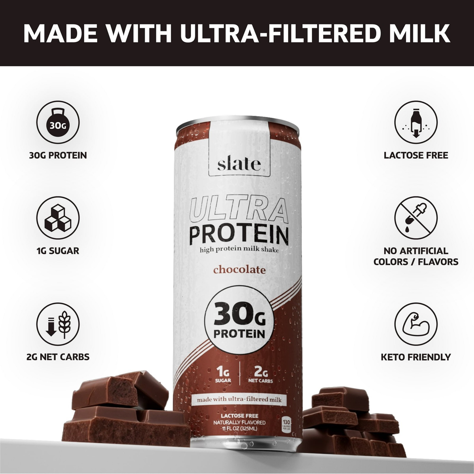 Slate Milk Chocolate Ultra 30g Protein Shake - 11 Fl Oz Can thumbnail