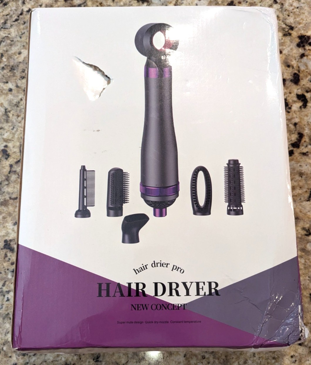 New Concept 6-in-1 Hair Dryer Pro Interchangeable Hot Air Comb 110V Black Pink