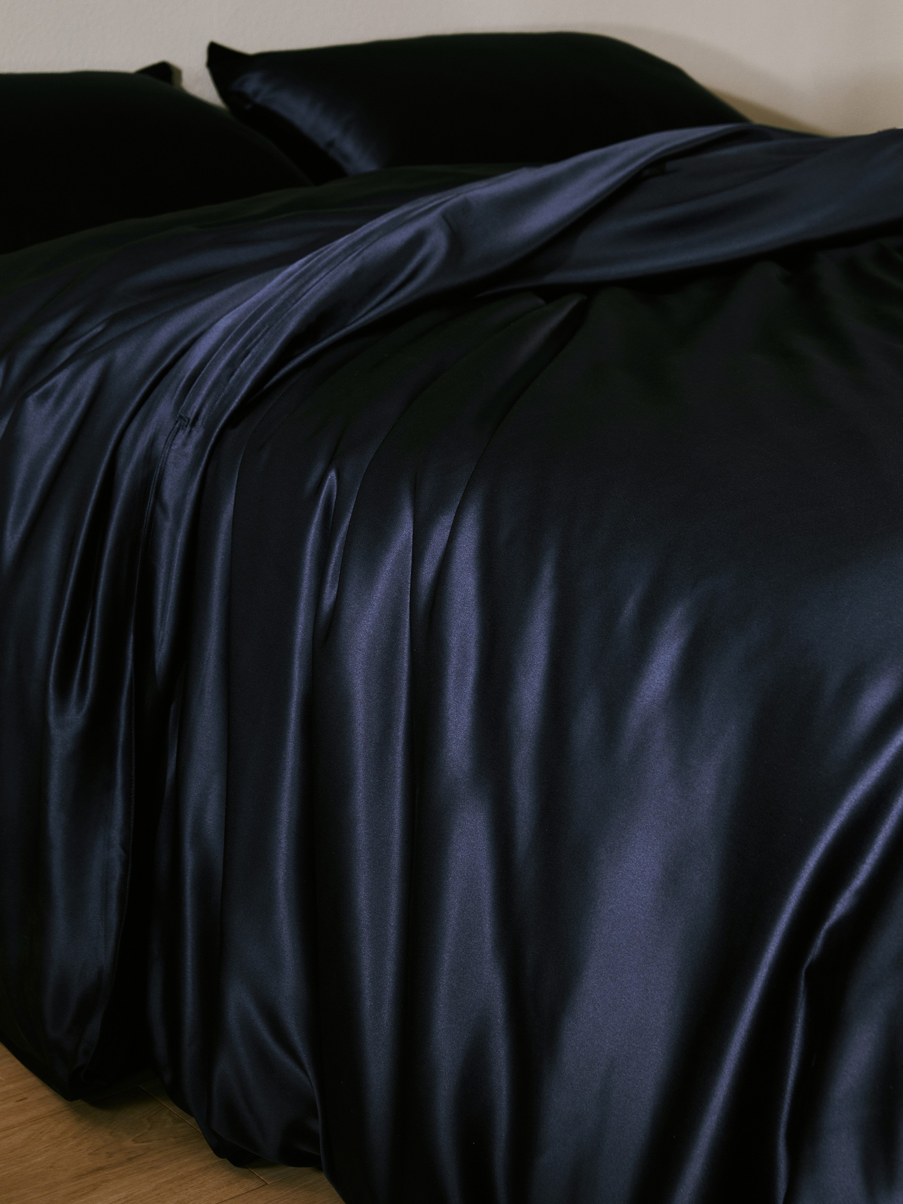 LILYSILK Linge Lit Soie Bleu Marine Sans Couture Plus De Luxe 100 Soie Doux Pour La Peau Et Respirant 200x200cm+2x50x75cm