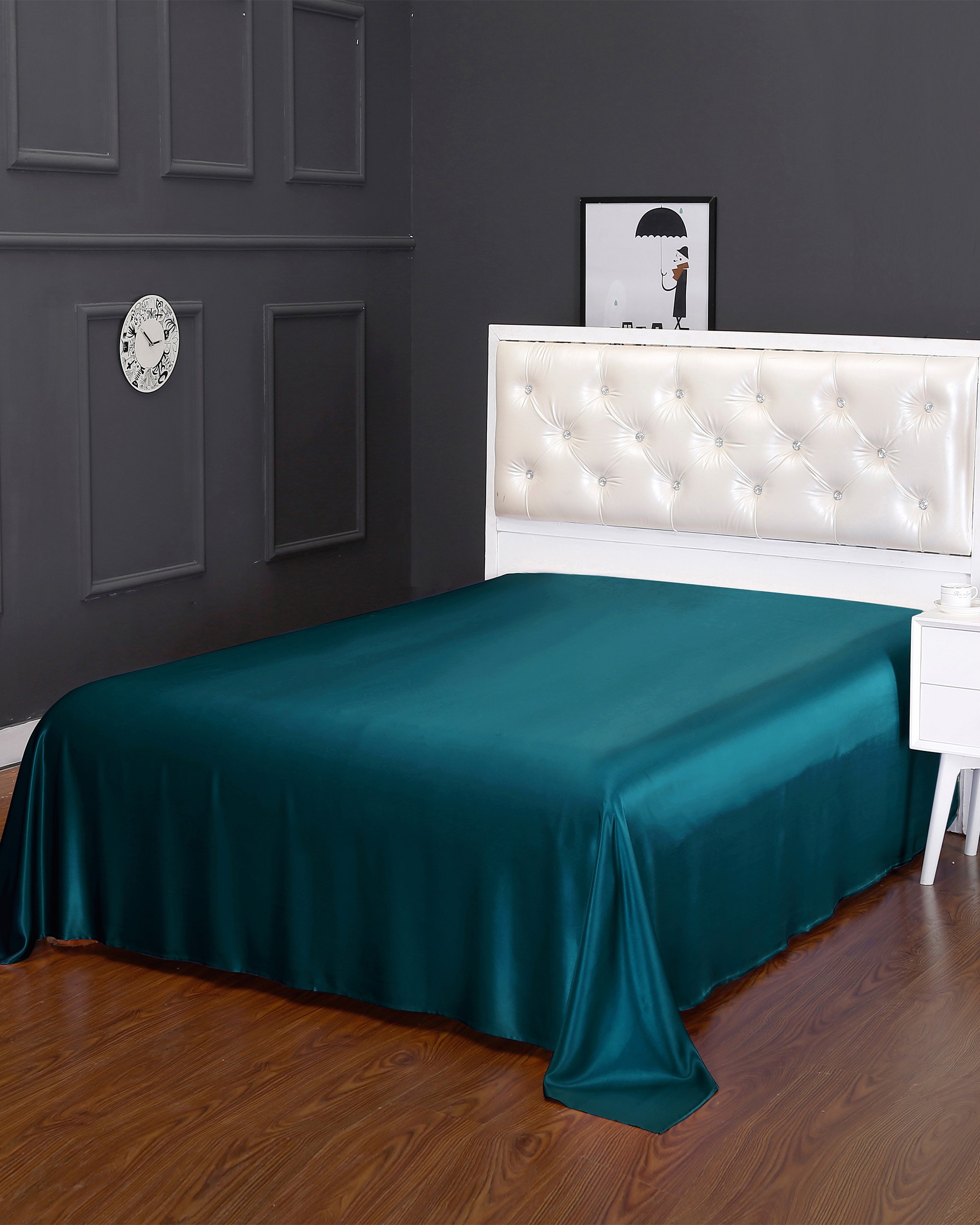 LILYSILK Parure Lit Soie Bleu Marine Sans Couture Plus De Luxe 100 Soie Profitez Du Toucher Doux Et Lisse De La Soie 240x220cm+2x65x65cm