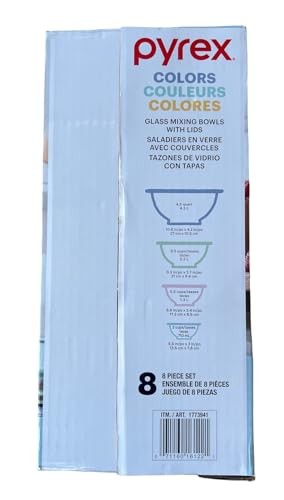 Pyrex Mix Colors Glass Mixing Bowl Set with Lids – Nesting Storage Bowls, Microwave, Freezer & Dishwasher Safe