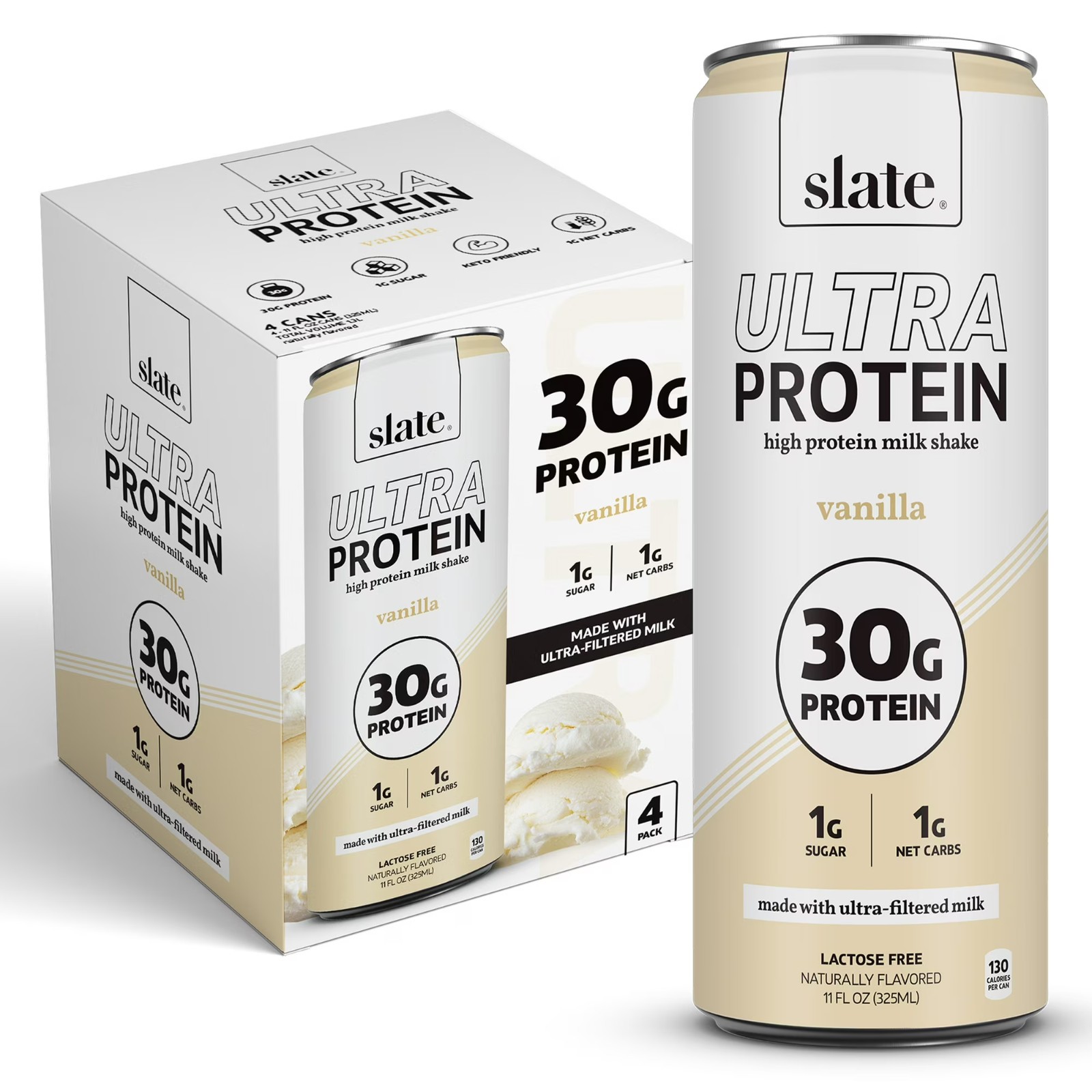 Slate Milk Vanilla Ultra 30g Protein Shake Cans - 11 Fl Oz/4pk