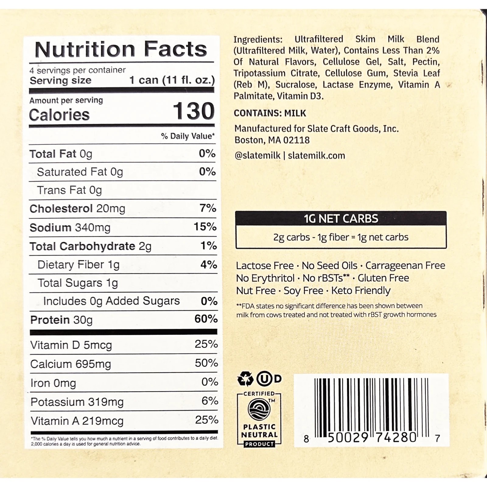 Slate Milk Vanilla Ultra 30g Protein Shake Cans - 11 Fl Oz/4pk thumbnail