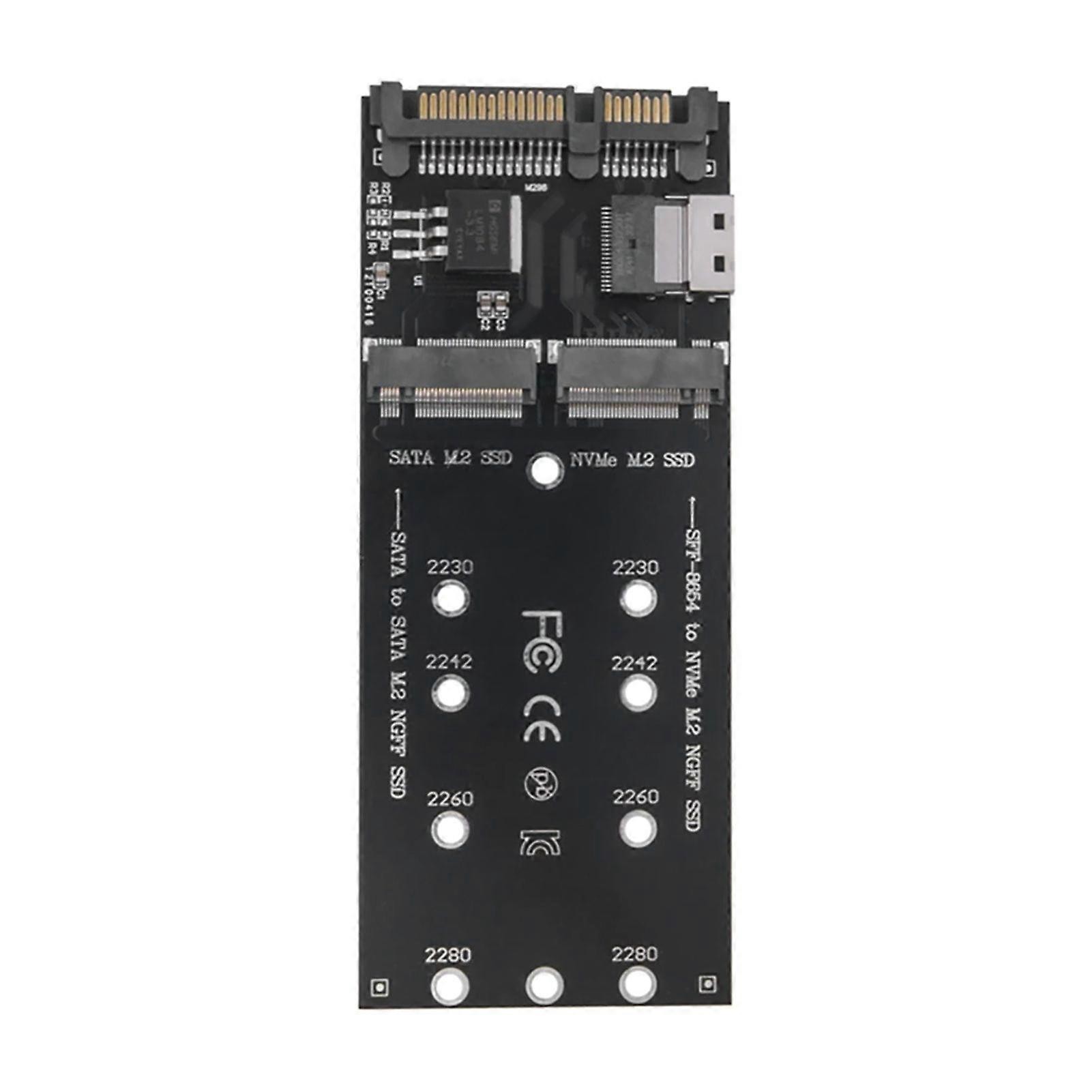 SATA M.2 NGFF SSD to SATA Adapter Card NVMe M.2 Hard Drive to SFF-8654 Converter Card Desktop Computer Mainboard Accessories Black