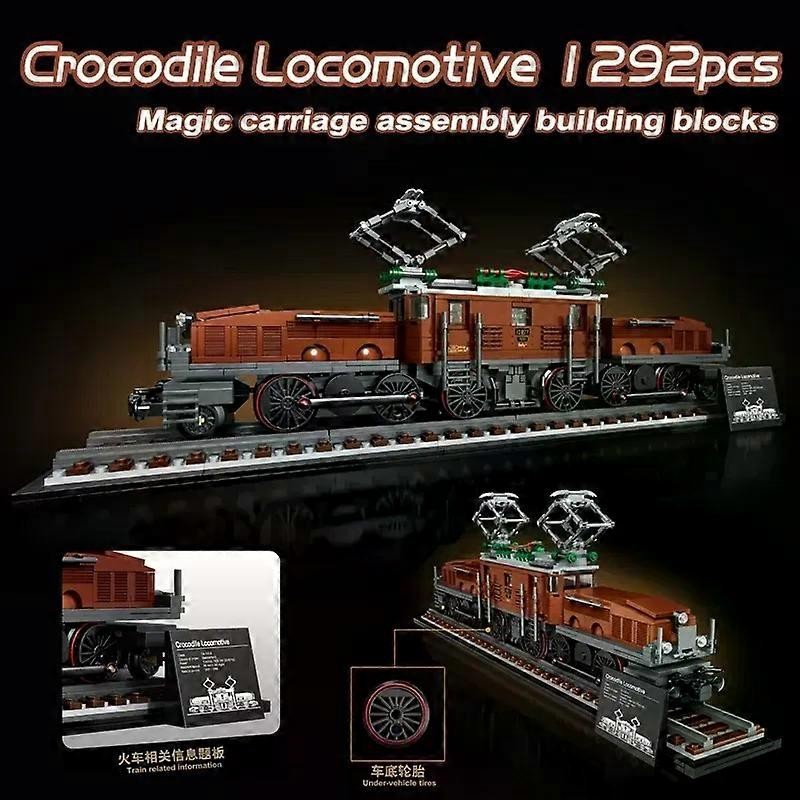 Creative Expert Crocodile Locomotive Building Blocks Trains Tracks Car Model Compatible 10277 Bricks Toys for Children Gifts