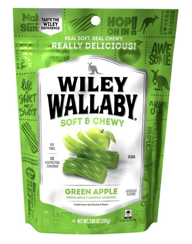 Wiley Wallaby 120072 Green Apple Licorice Soft & Chewy 7.05 Oz. Bag, Pack of 1