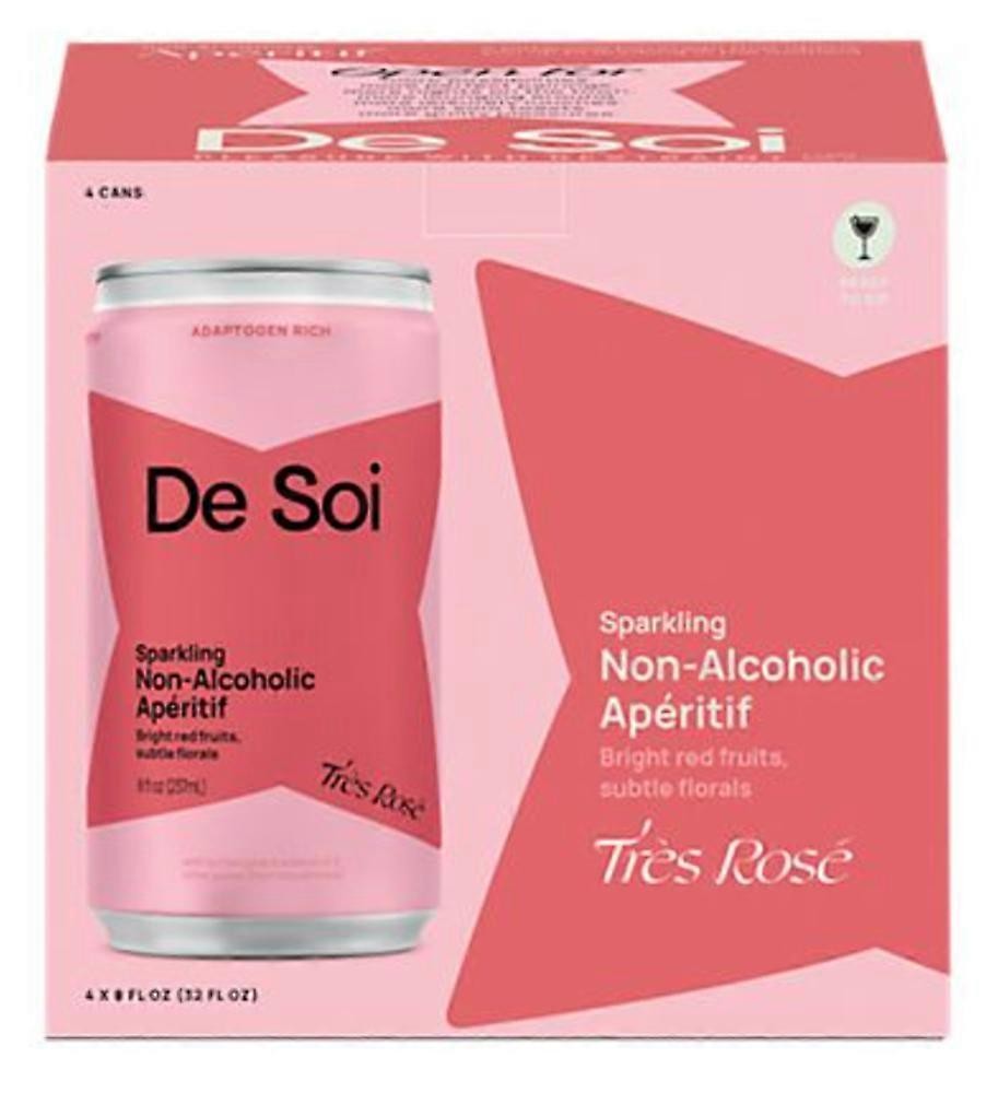 De Soi Non-Alcoholic Sparkling Aperitif - Tres Rose (4 Cans, 8 Fl Oz. Each)