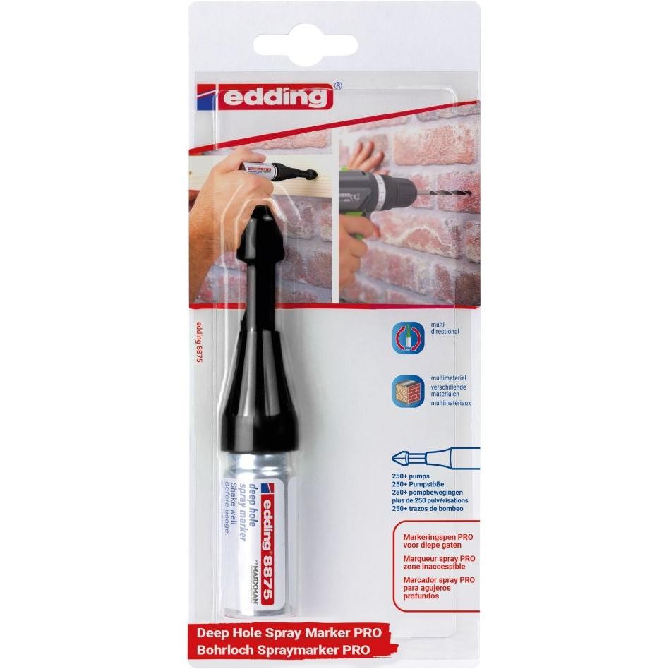 Edding, Evidenziatori, ED066527 Markierungsspray Tiefloch E-8875 PRO Blister Schwarz (Buco Profondo)