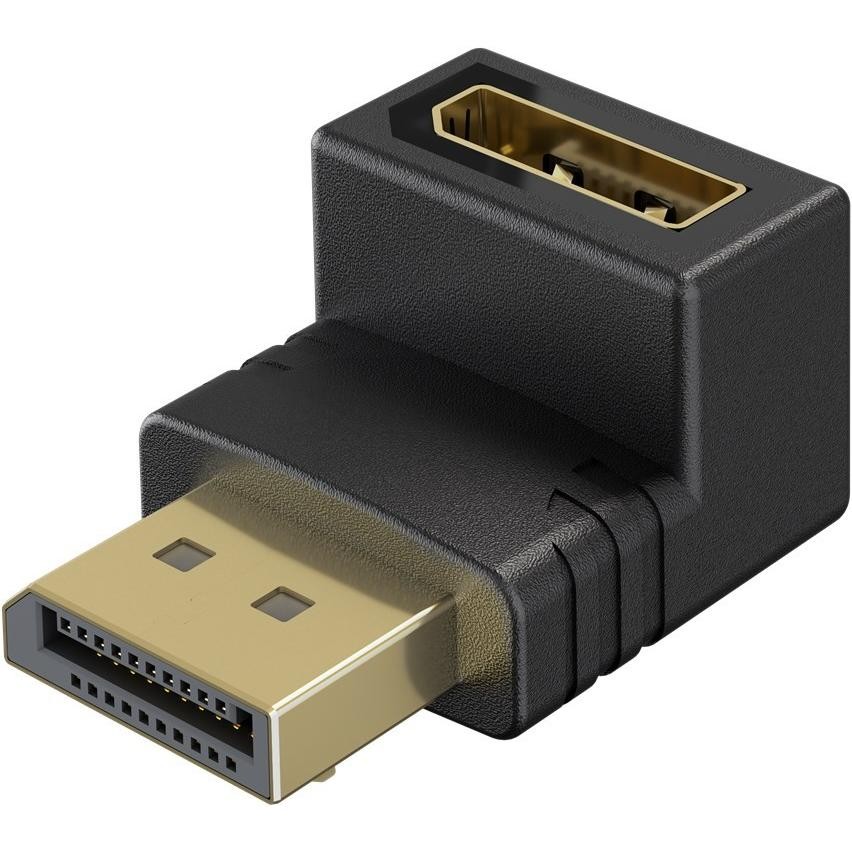Goobay DisplayPort-Winkeladapter 90° Nach Unten Schwarz, Adattatore Dati + Video, Nero