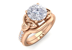 2 Carat Round Diamond Claddagh Bridal Ring Set in 14K Rose Gold (6.50 G) (I-J, I1-I2 Clarity Enhanced), Size 4 by SuperJeweler thumbnail