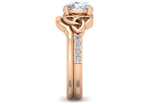 2 Carat Round Diamond Claddagh Bridal Ring Set in 14K Rose Gold (6.50 G) (I-J, I1-I2 Clarity Enhanced), Size 4 by SuperJeweler thumbnail