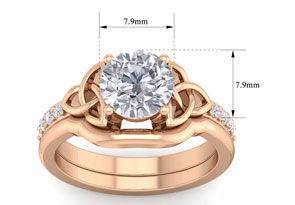 2 Carat Round Diamond Claddagh Bridal Ring Set in 14K Rose Gold (6.50 G) (I-J, I1-I2 Clarity Enhanced), Size 4 by SuperJeweler thumbnail