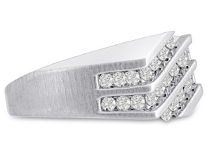 Men's 1/2ct Diamond Ring in 14K White Gold I-J-K I1-I2 Size 7 thumbnail