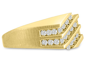 Men's 1/2ct Diamond Ring in 14K Yellow Gold I-J-K I1-I2 Size 7 thumbnail