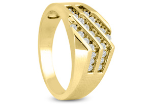 Men's 1/2ct Diamond Ring in 14K Yellow Gold I-J-K I1-I2 Size 7 thumbnail