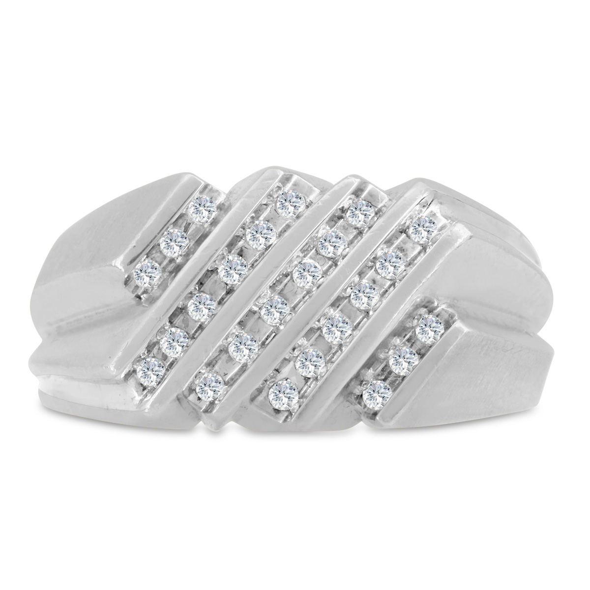 Men's 1/2ct Diamond Ring in 10K White Gold G-H I2-I3 Size 7