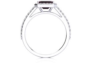 1.5 Carat Emerald Cut Garnet & Halo 42 Diamond Ring in 14K White Gold (2.8 G), , Size 9.5 by SuperJeweler thumbnail