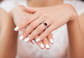 1.5 Carat Emerald Cut Garnet & Halo 42 Diamond Ring in 14K White Gold (2.8 G), , Size 9.5 by SuperJeweler thumbnail