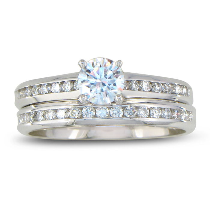 Perfect 3/4 Carat Engagement Ring & Wedding Band Set White Gold (5.3 G), G-H Color, Size 4 by SuperJeweler