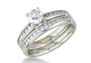 Perfect 3/4 Carat Engagement Ring & Wedding Band Set White Gold (5.3 G), G-H Color, Size 4 by SuperJeweler thumbnail