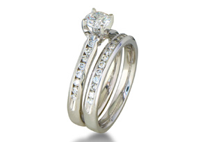 Perfect 3/4 Carat Engagement Ring & Wedding Band Set White Gold (5.3 G), G-H Color, Size 4 by SuperJeweler thumbnail