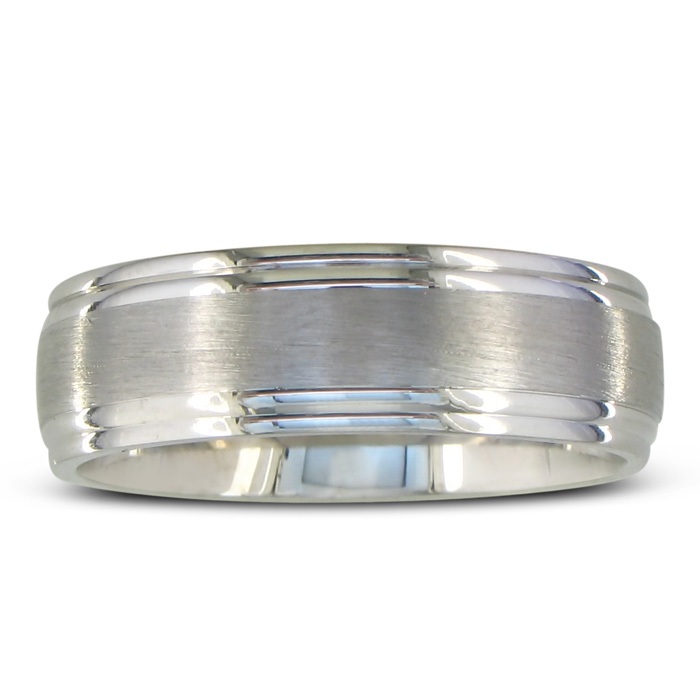 Men's & Women's Brush Finished Sterling Silver 6.5mm Wedding Band Ring, Size 4 by SuperJeweler