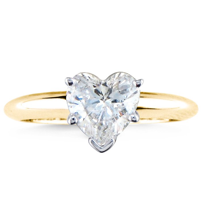 1 Carat Heart Shaped Diamond Solitaire Ring, 14k Yellow Gold (2.1 G), , Size 4 by SuperJeweler