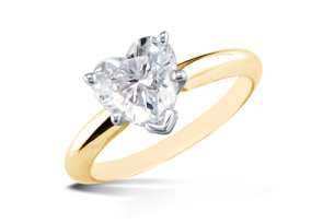 1 Carat Heart Shaped Diamond Solitaire Ring, 14k Yellow Gold (2.1 G), , Size 4 by SuperJeweler thumbnail