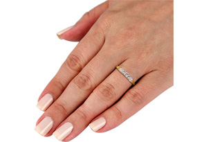 1/2 Carat Princess Cut Five 5 Diamond Engagement Ring in 14k Two Tone Gold (3.7 G), , Size 8 by SuperJeweler thumbnail