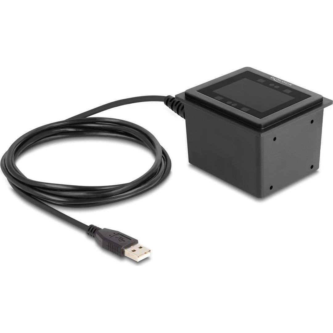 Delock Scanner Di Codici a Barre USB 1D E 2D Cablato per Installazione Fissa (Codici a Barre 1D, Codici a Barre 2D, Codice QR), Lettore Codice a Barre
