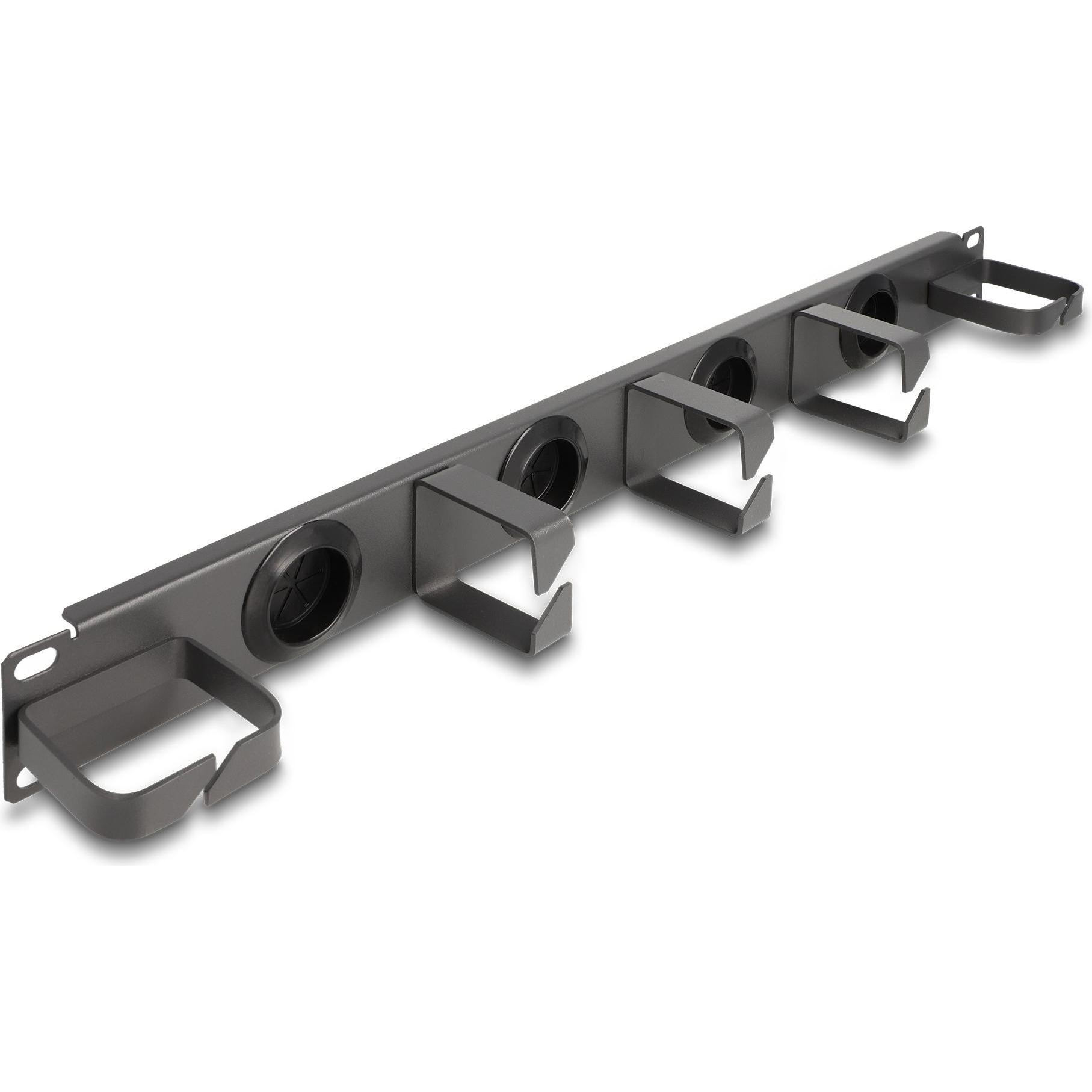 Delock 19? Pannello Di Manovra per La Gestione Dei Cavi Con 4 Canaline in Gomma, Accessori per Armadio Rack, Grigio