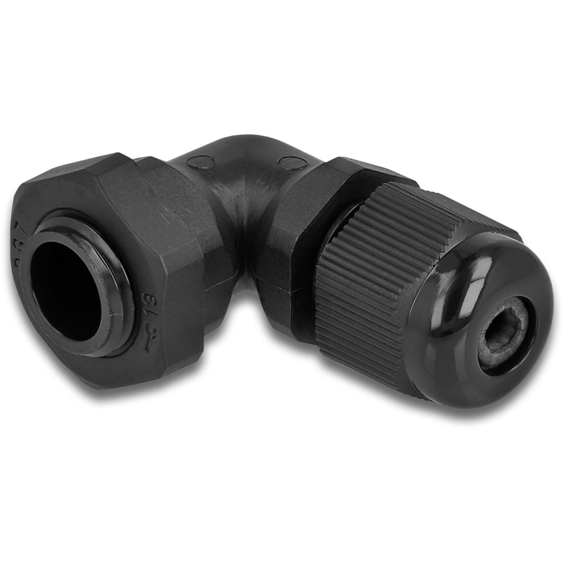 Delock, Collegamento per Cavi, Pressacavo 90° Angolato PG7 Nero