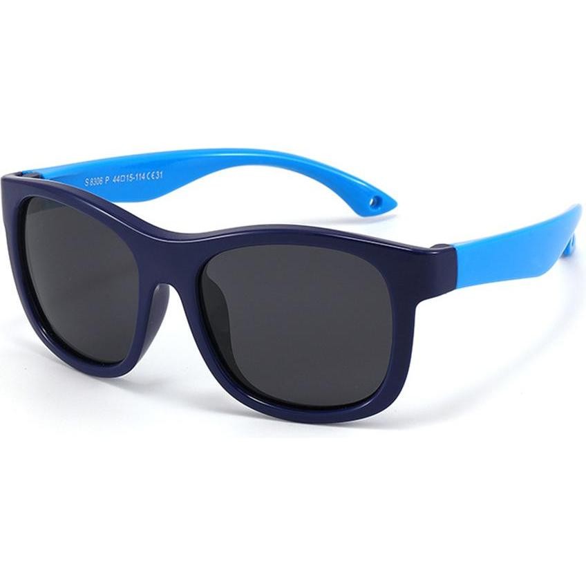 Techsuit, Occhiali Da Sole, - Sunglasses Polarised (8306-C31) - for Babies, Square Shape, with Strap - Black / Blue
