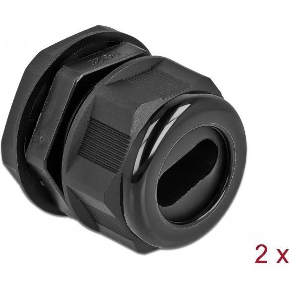 Delock, Collegamento per Cavi, Pressacavo PG29 per Cavo Piatto Nero 2 Pezzi