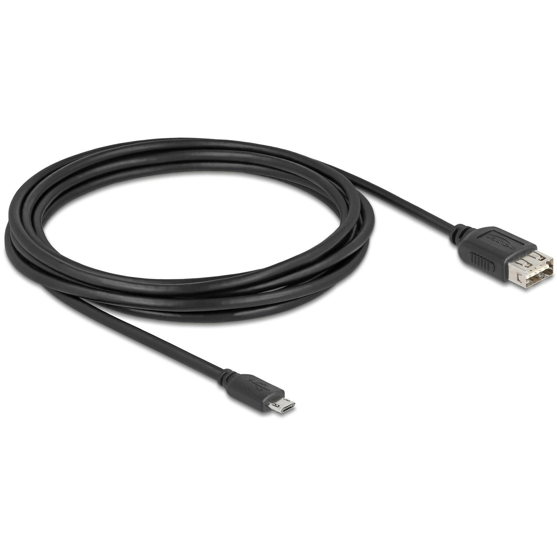 Delock USB 2.0 Kabel EASY USB Typ Micro-B Stecker Zu EASY USB Typ-a Buchse 3 M (3m, USB 2.0), Cavo USB