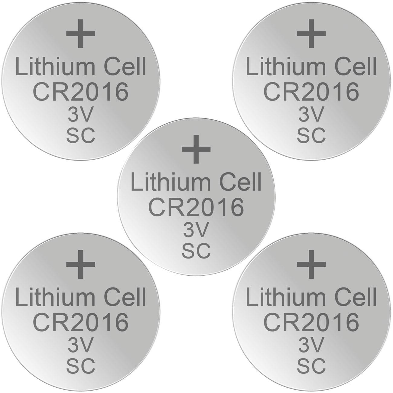 Hückmann Pila a Bottone Al Litio Da 3V (5pz., CR2016, 90mAh), Batterie + Pile