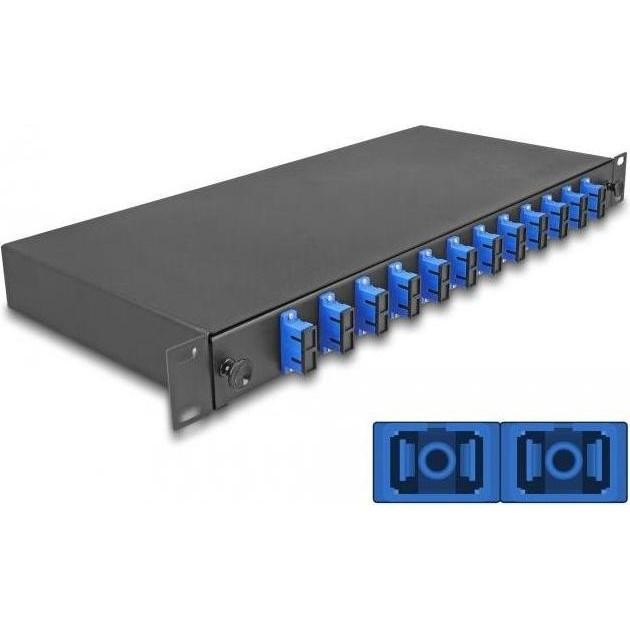 Delock 19? Scatola Di Giunzione per Fibre Ottiche 12 X SC Duplex OS2 1U Completamente Attrezzata E Pronta (S/UTP, 0.22m), Cavo Di Rete