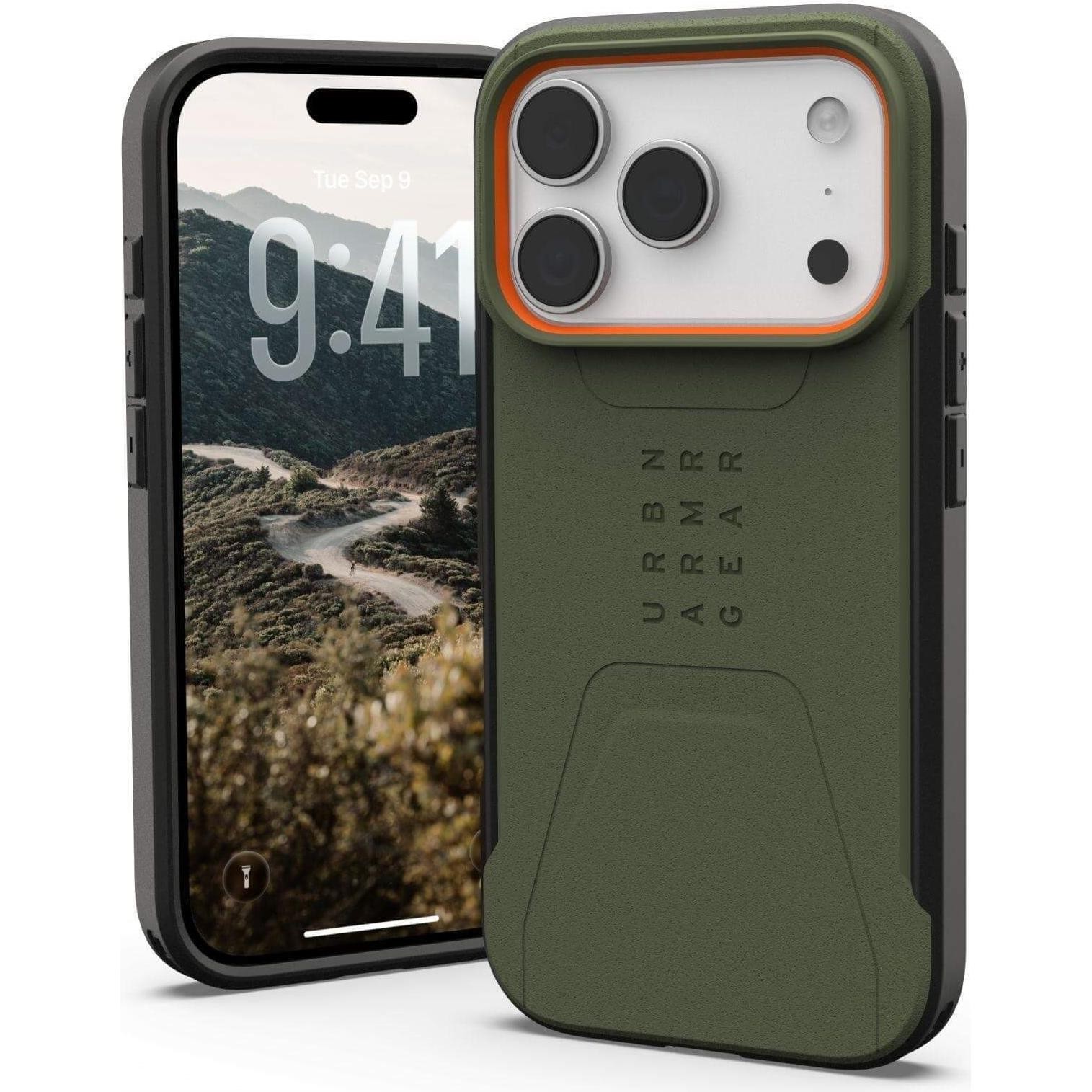 UAG iPhone 17 Pro Case Civilian - Compatible with MagSafe Military Grade Protective Cover  Olive/Orange