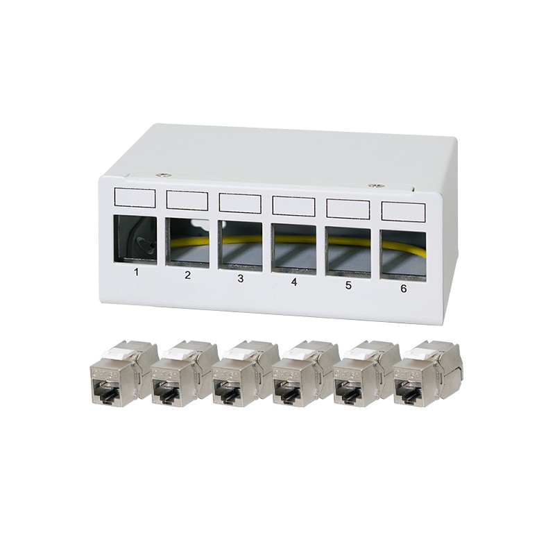 LogiLink Patch Panel  6 Port with 6 Cat.6A Keystone Modules