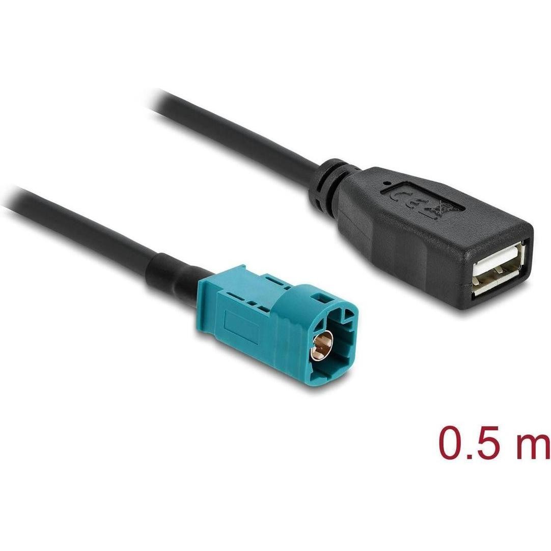 Delock, Cavo HiFi Auto, Kabel HSD Z Stecker Zu USB 2.0 Typ-a Buchse 0,5 M