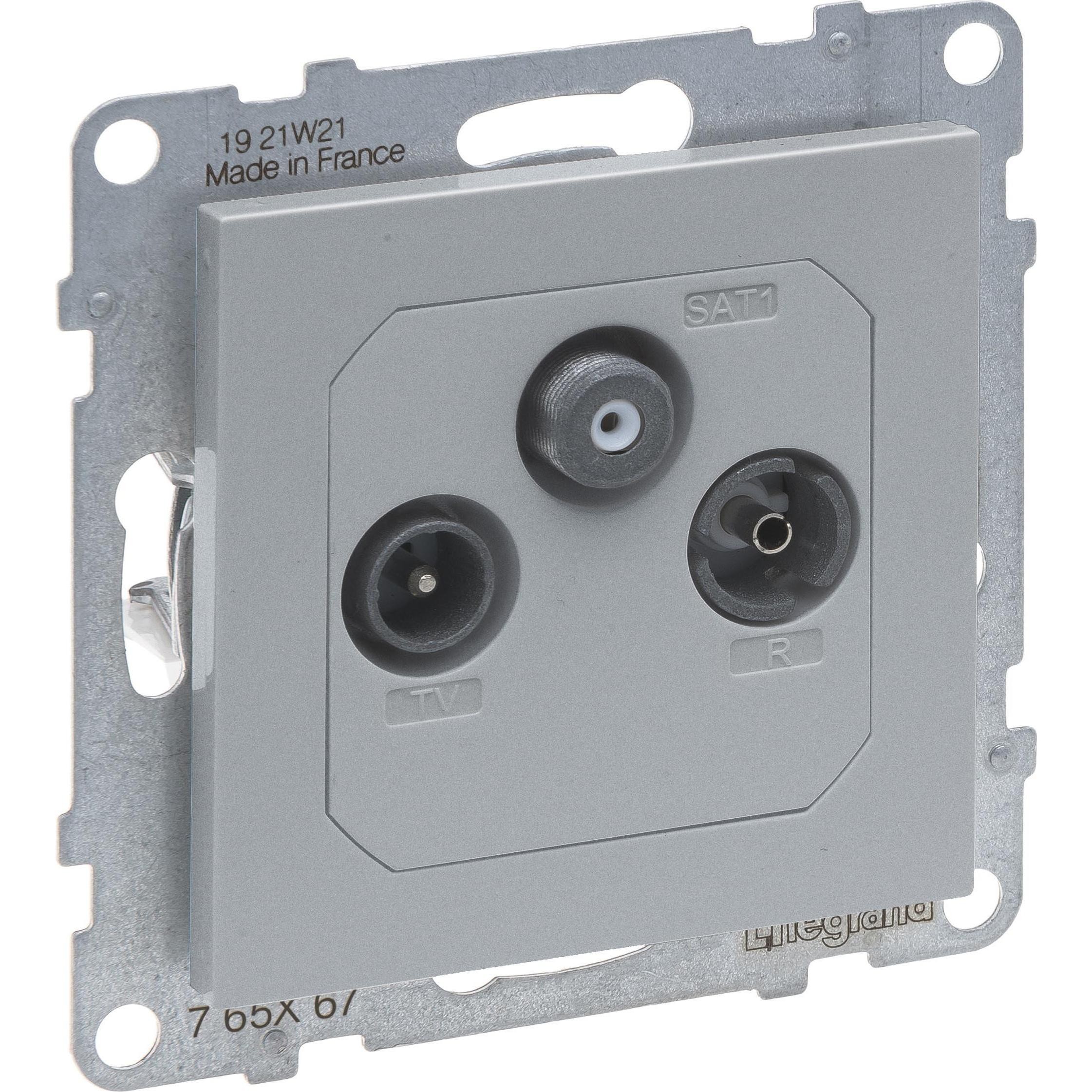 Legrand SEANO Einzeldose TV-R-SAT, Sternverkabelung HD-TV, Anschlussdämpfung: 1.5 DB, Accessori per SAT, Argento