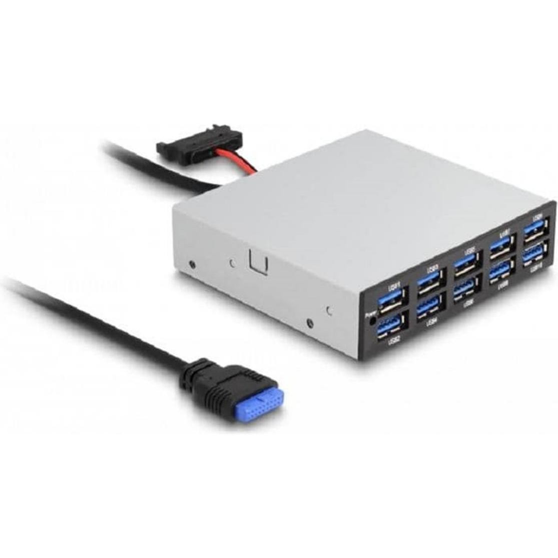 Delock 8,89 Cm 3,5 Pollici Pannello Frontale USB 5 Gbps 10 X USB Type-a (USB-a, 10Porti), Docking Station + Hub USB, Nero