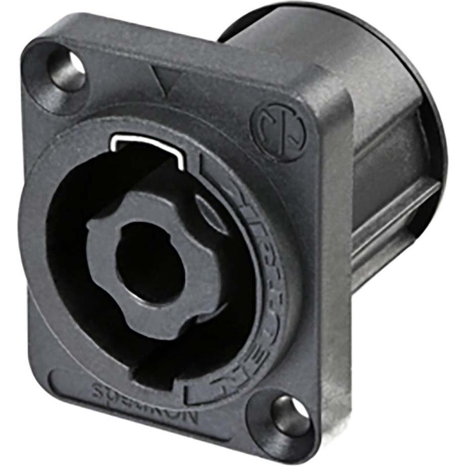 Neutrik 4 Pole Chassis Connector, Black D-size Flange, Countersunk Thru Holes, 3/16