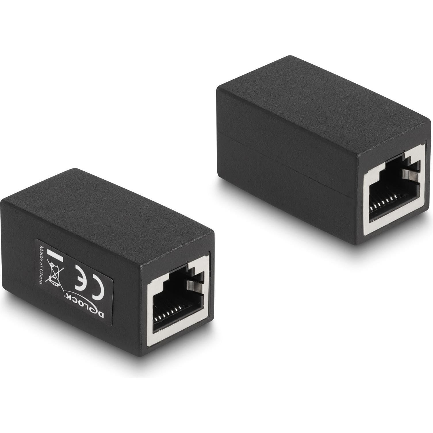 Delock Adattatore Da Jack RJ45 a Jack RJ45 Cat.6 Nero (Accoppiamento Di Rete), Accessori Di Rete