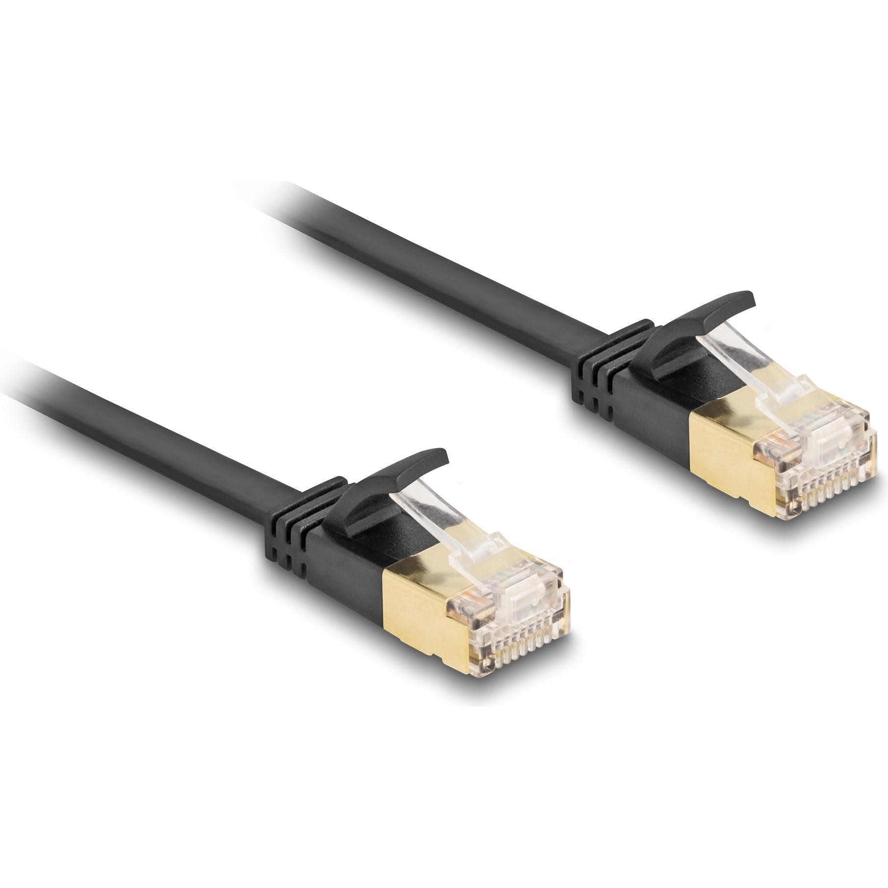Delock Cavo Di Rete RJ45 Cat.6A Da Spina a Spina Con Robusto Capocorda a Scatto E Cavo a Nastro Grezzo (U/FTP, CAT7, 5m), Cavo Di Rete