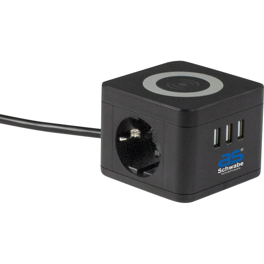As - Schwabe, Ciabatta Multipresa, Steckdosentower (5x, CEE 7/3, USB, 1.50m)