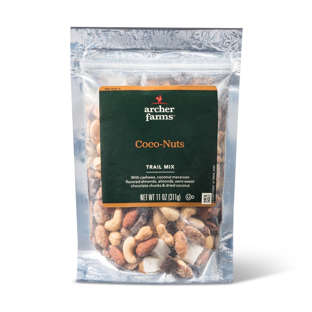 COCO-NUTS WITH CASHEWS, COCONUT MACAROON FLAVORED ALMONDS, ALMONDS, SEMI-SWEET CHOCOLATE CHUNKS & DRIED COCONUT TRAIL MIX, COCO-NUTS