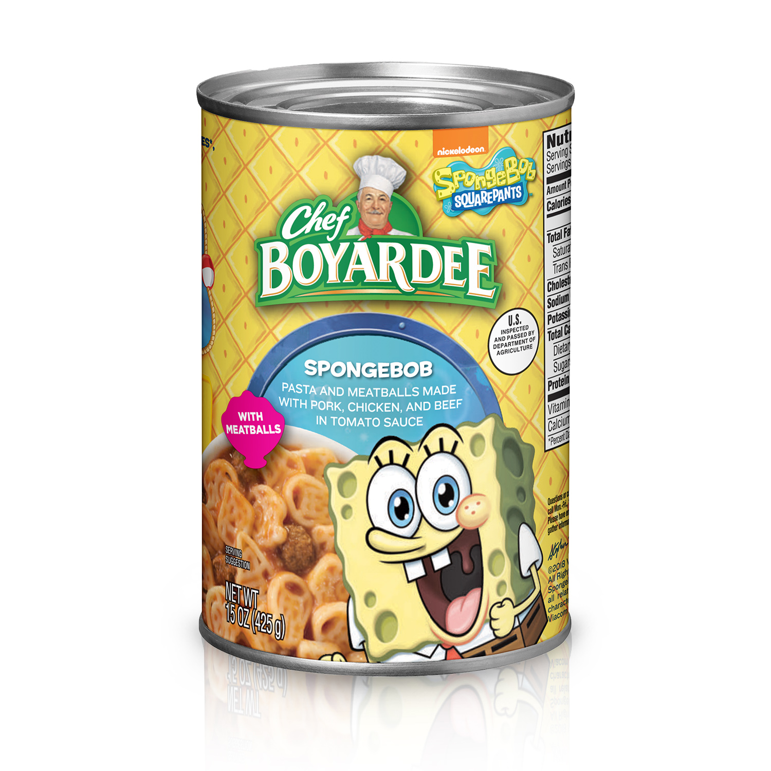Chef Boyardee SpongeBob Pasta and Meatballs Made with Pork, Chicken, and Beef in Tomato Sauce, 15 Ounce