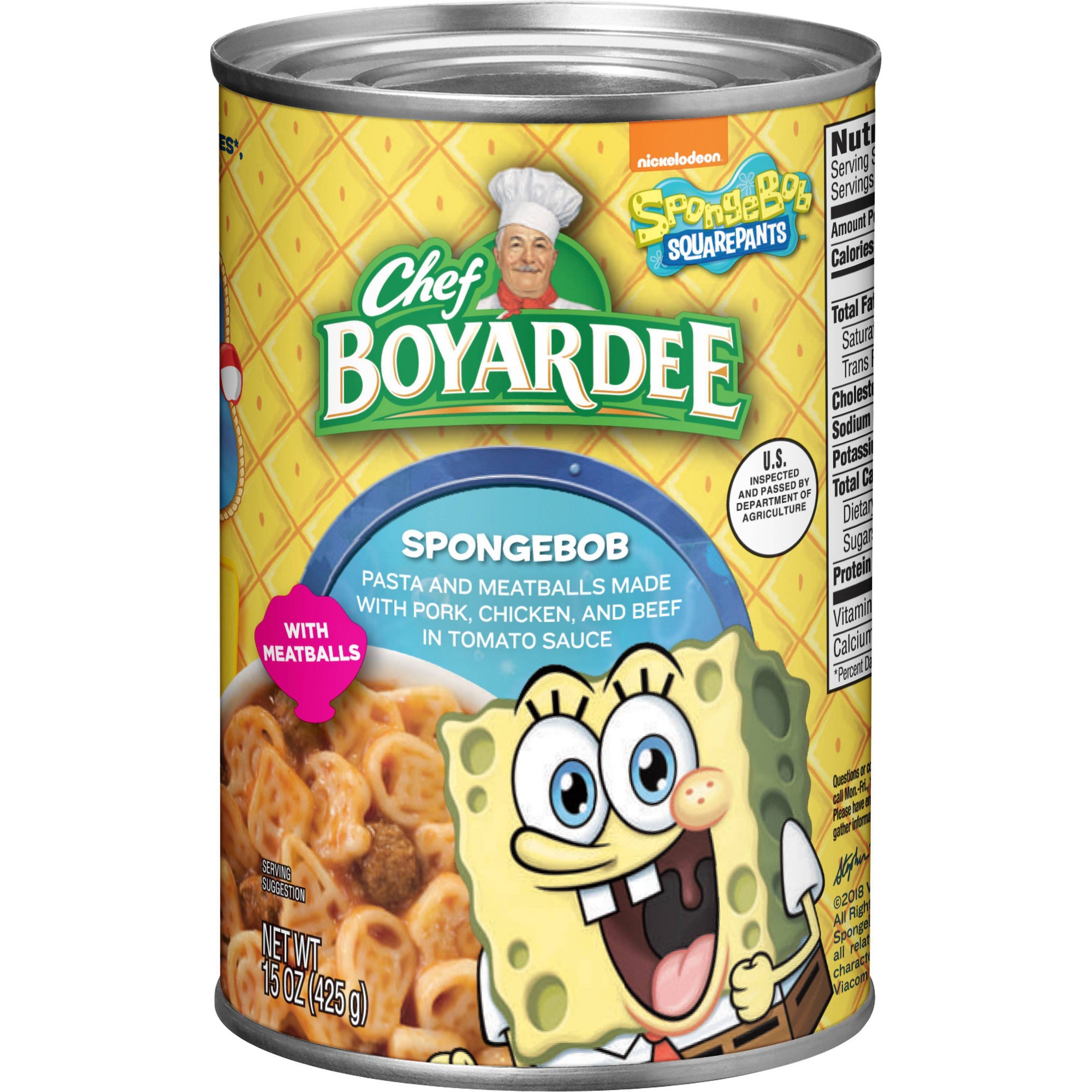 Chef Boyardee SpongeBob Pasta and Meatballs Made with Pork, Chicken, and Beef in Tomato Sauce, 15 Ounce thumbnail